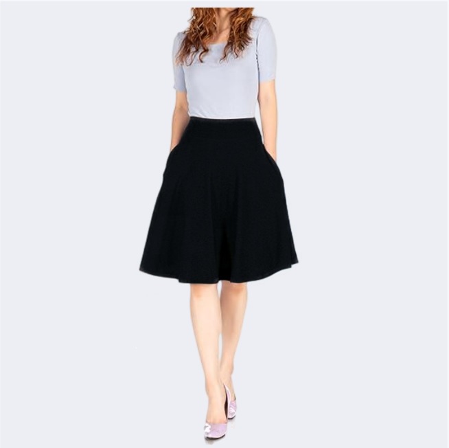 Knee-length A-line Skirt With Pockets Exuding An Elegant And Professional Vibe