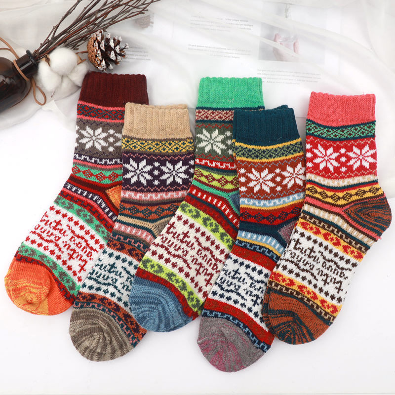 Women's Fashion Personalized Knitted Woolen Yarn Socks Strip Warm - Shop at LoveMi