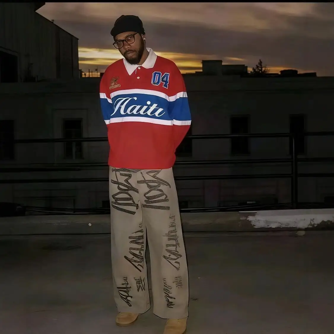 Mens American-Style Retro Embroidered Long-Sleeve T-Shirt