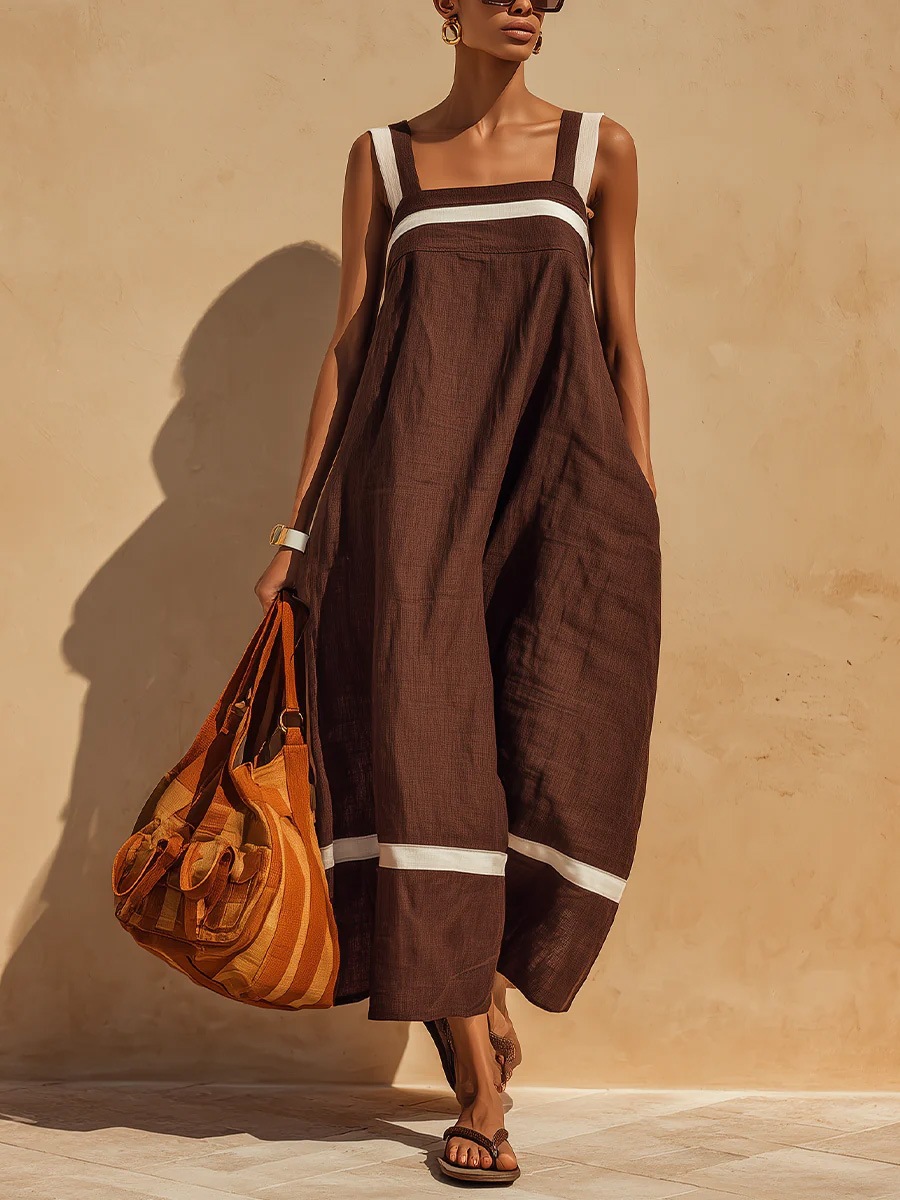 Women's Loose Midi Dress in Wine Red – Lifestyle Styling Shot