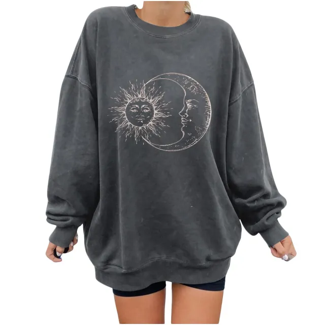 Digital Printing Urban Style Pulled Velvet Shirt Gray - Shop at LoveMi