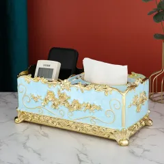Household Multifunctional Remote Control Storage Box - Golden Blue - View 1