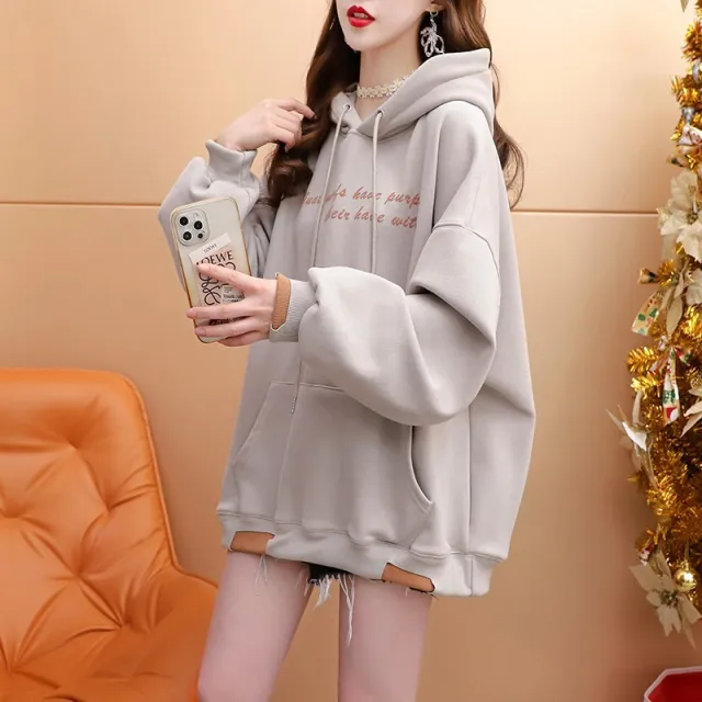 Loose Thin Fake Two Pieces Hoodie Coat Gray - Shop at LoveMi