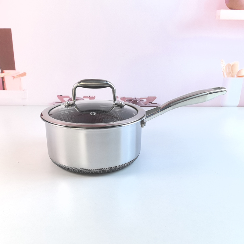 316 Three-layer Steel Milk Pot Stainless Steel Flat Bottom
