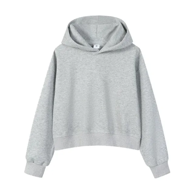 Women's Cotton Composite Cropped Hoodie Heather Gray - Shop at LoveMi