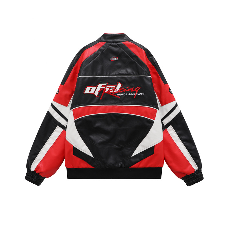 American Retro Motorcycle Embroidered Baseball Jersey