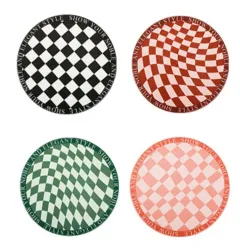 Retro Chessboard Coffee Cup Mat - 4 Pieces Round - View 1