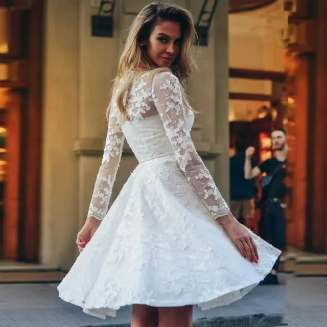 Wedding Dress White Vintage Lace Women Dress Pure White - Shop at LoveMi