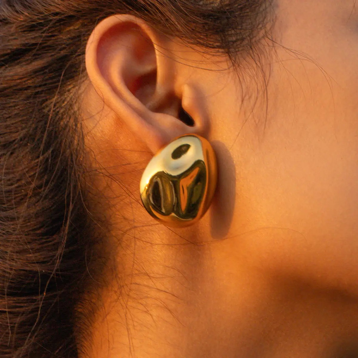 Fashion 18K Gold Stainless Steel Square Earrings