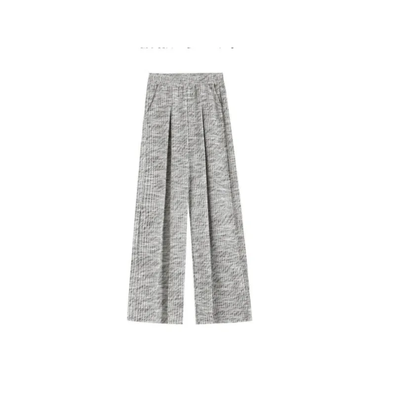 Atmosphere Gray Plaid Women Loose And Idle Slimming And Wide Leg Casual Pants - Gray