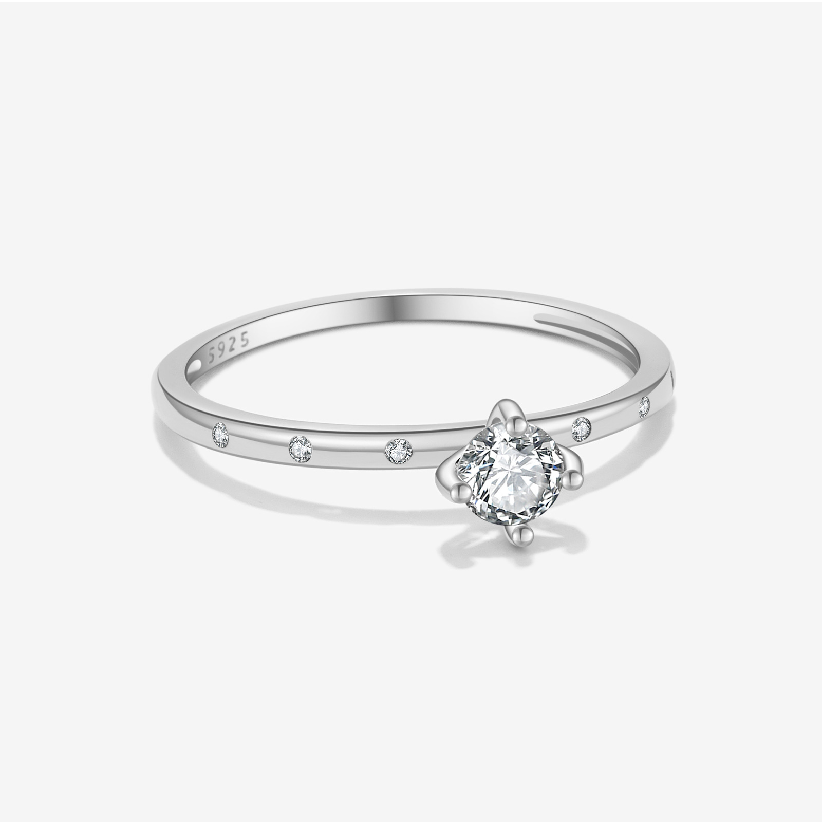 S925 Sterling Silver Ring Zircon High-grade Design Niche