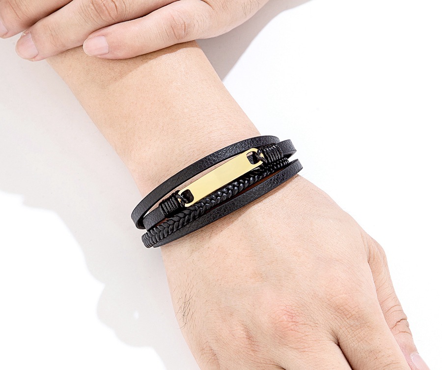 Multi-layer Woven Leather Bracelet Magnetic Buckle Stainless Steel Bracelet