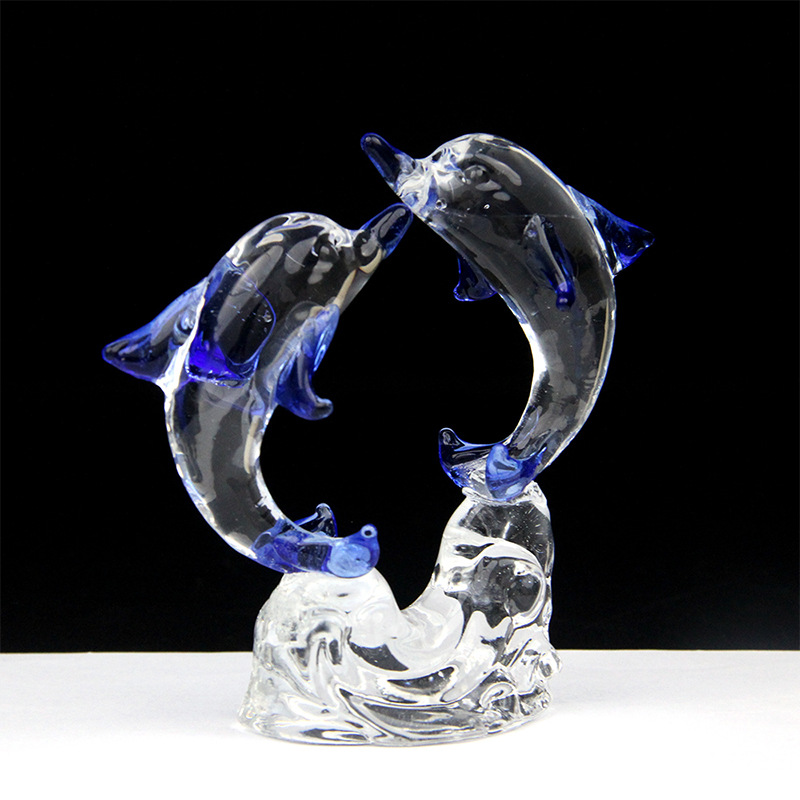 Creative Double Dolphin Crystal Decoration Marine Series Home