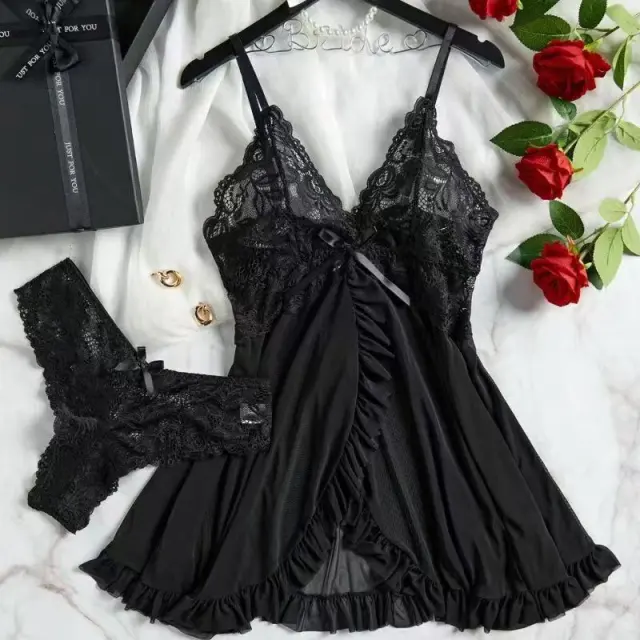 V neck Lace Camisole Multi color Set Sexy Lingerie Black - Shop at LoveMi