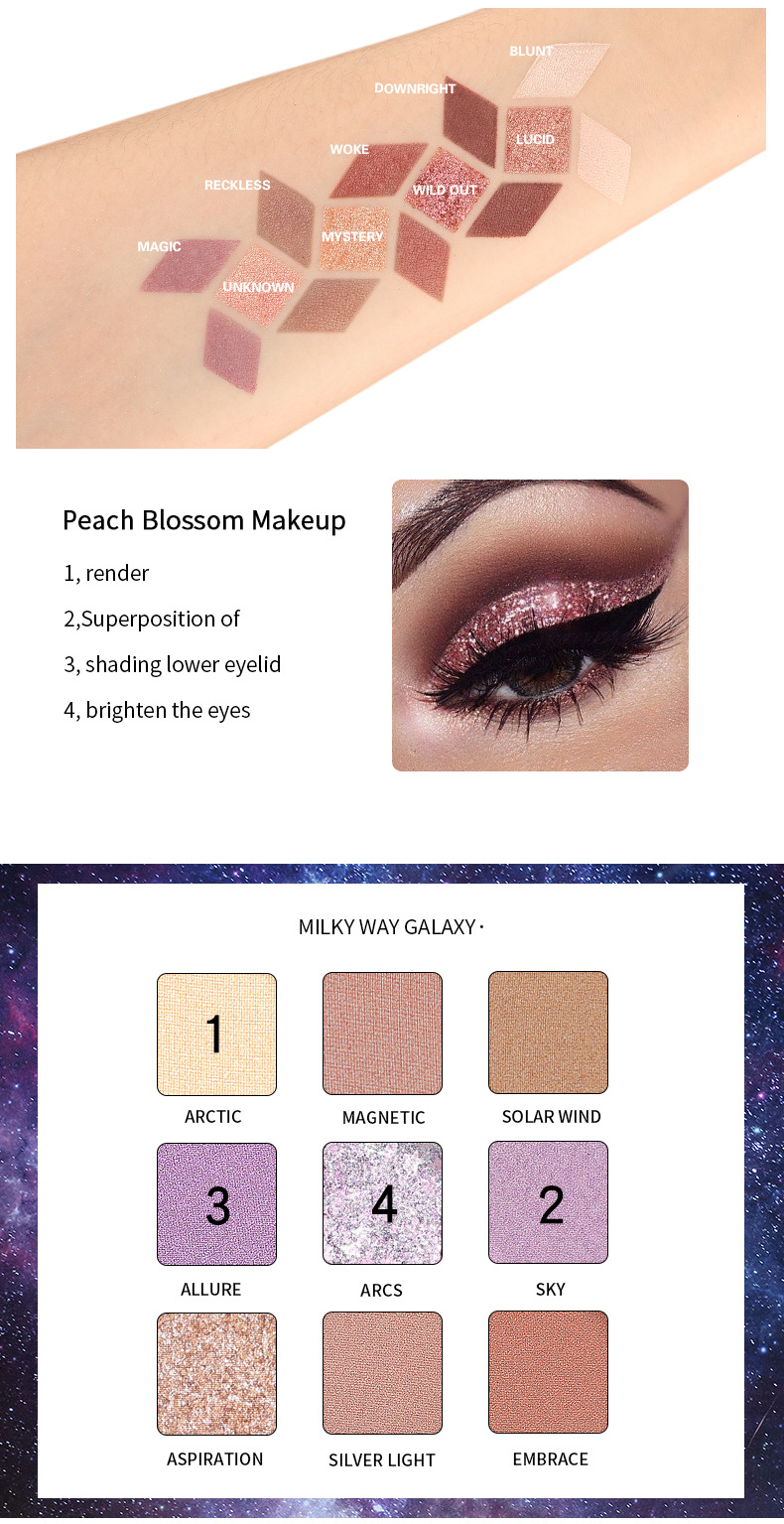 Title 6, Palette ombretti 9 colori matte perla glitter a...