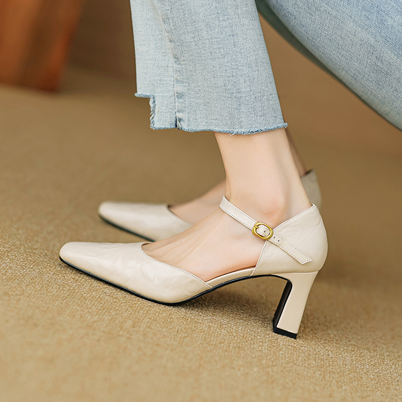 Square-Toe Buckle Sandals