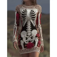 Women's Street Skull Skeleton Digital Printing Hip Skirt - Dz 239171 Zll Blwh - View 1