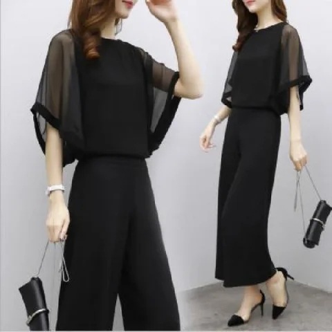Stylish, Elegant Two-piece Set Featuring A Top And High-waisted Wide-leg Pants