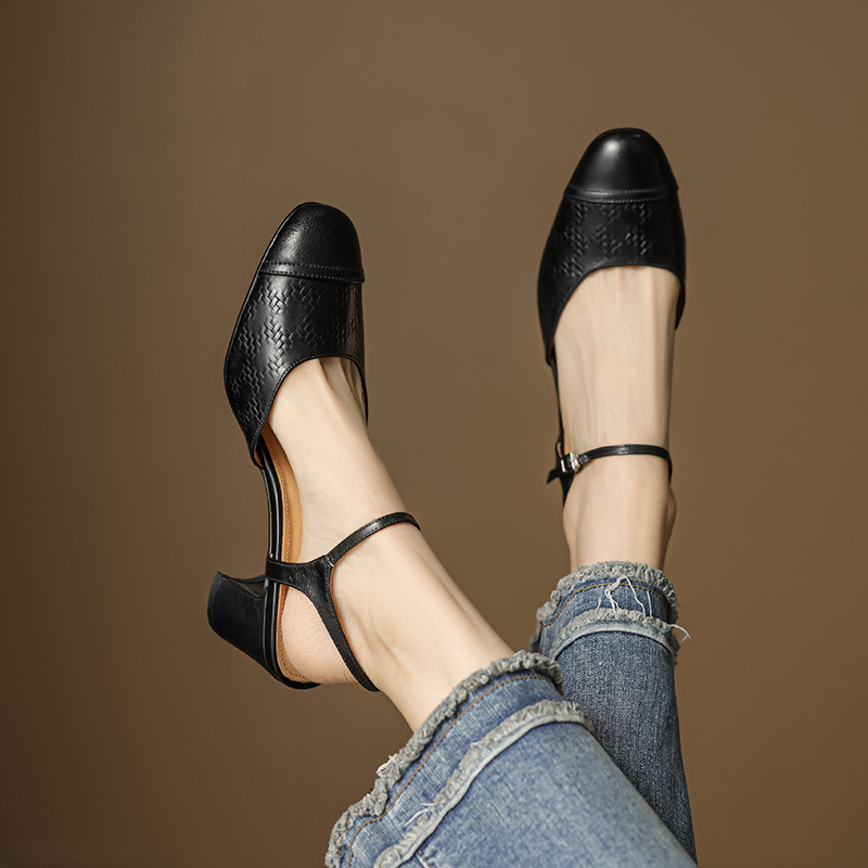 Leather Peep-Toe Slingback Heels, picture 4 of 5