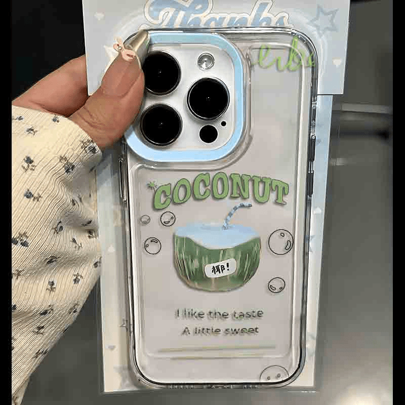 Creative English Coconut Print Silicone Phone Case