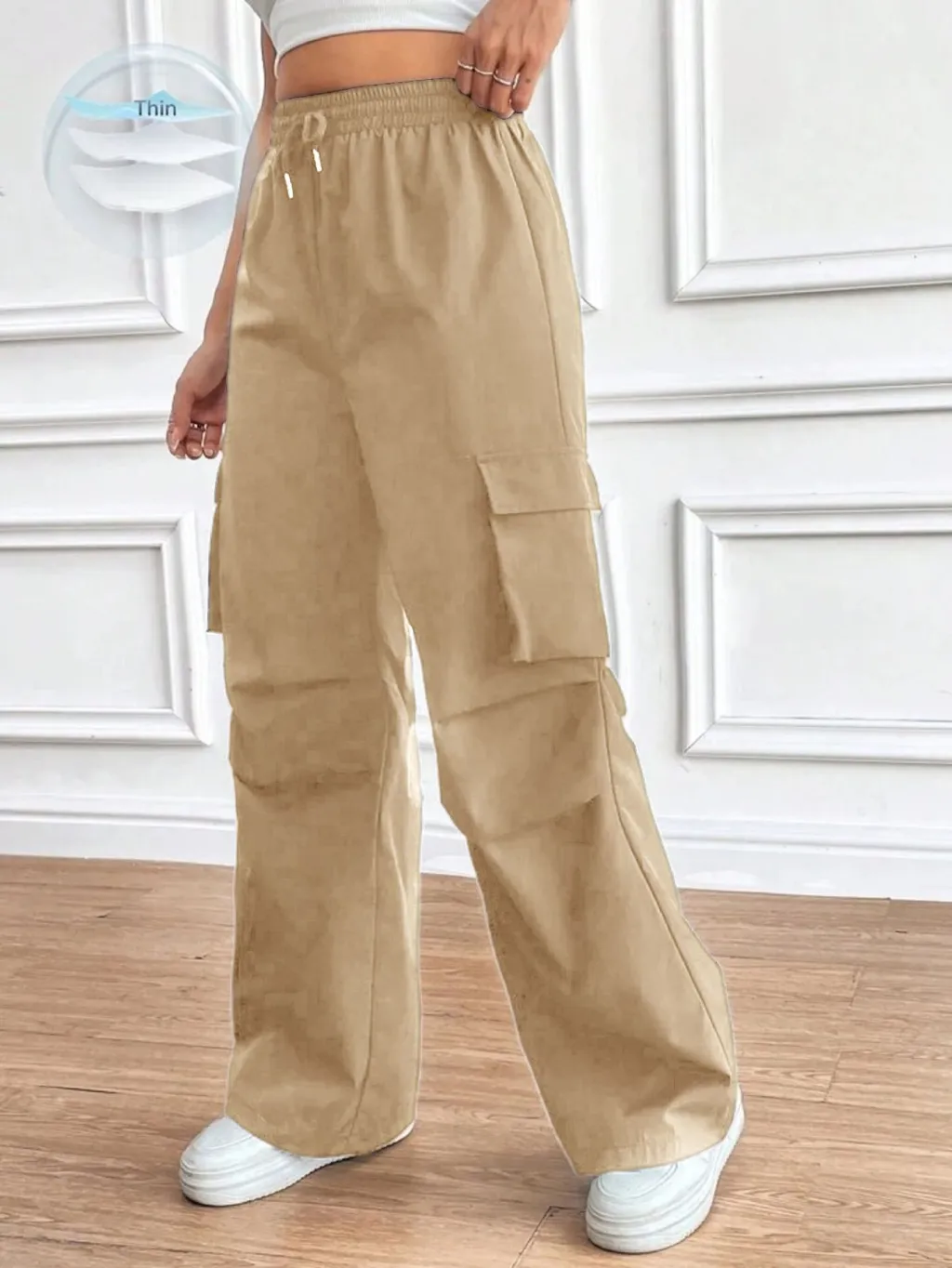 Loose-fitting Casual Workwear-style Commuter Pants For Women - Khaki