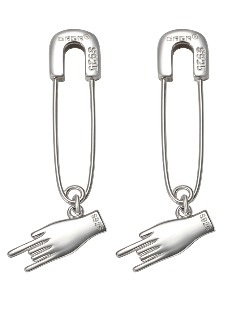 Sterling Silver Pin Earrings Men's Hip Hop