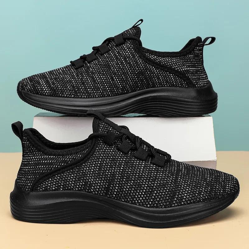 Summer Breathable Flyknit Surface Casual Fashion Sneaker - Black