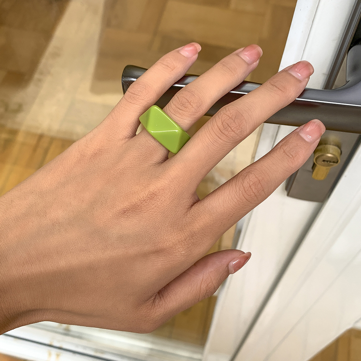 Geometric Candy Color Acrylic Simple Bracelet Ring