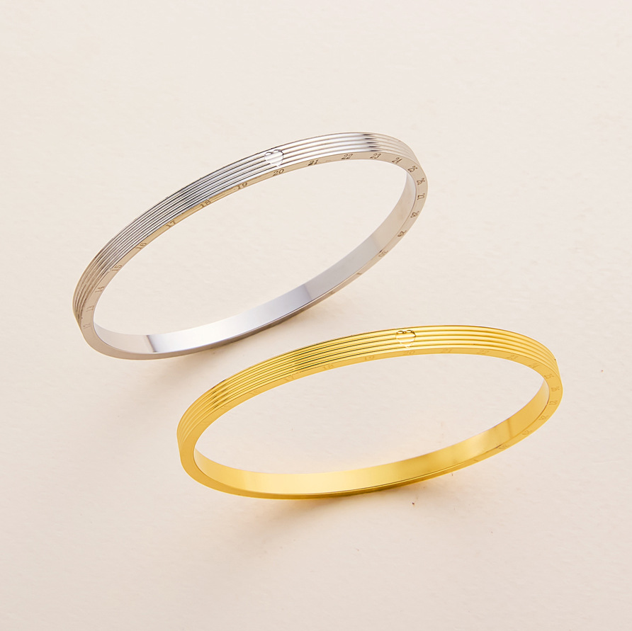 Time Ring Groove Titanium Steel Bracelet Simple