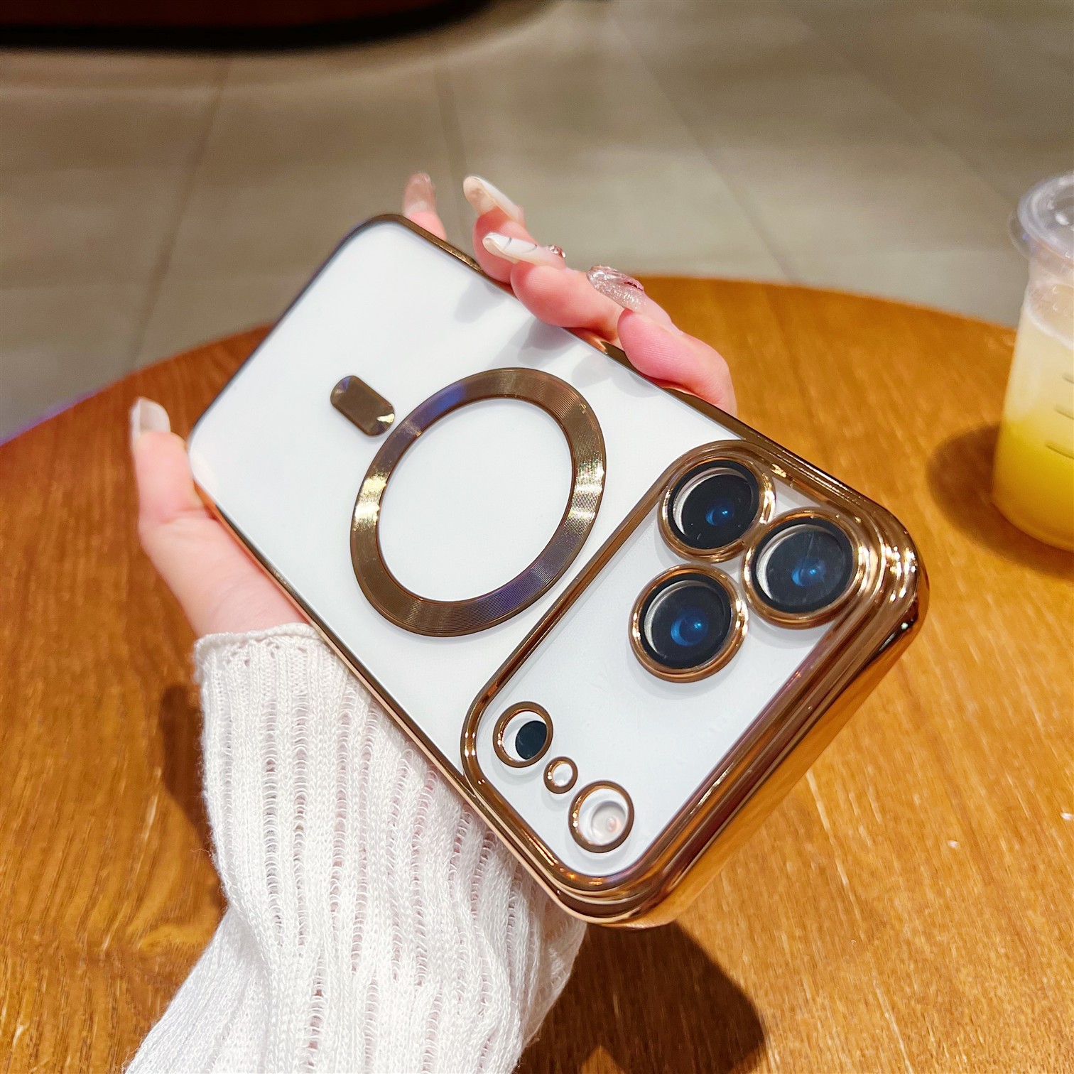Phone Case Magnetic Suction With Tail Electroplating Transparent Lens Protector - Image 3