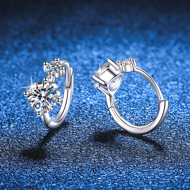 S925 Sterling Silver Earrings Plated Pt950 Simple Graceful Moissanite D Color