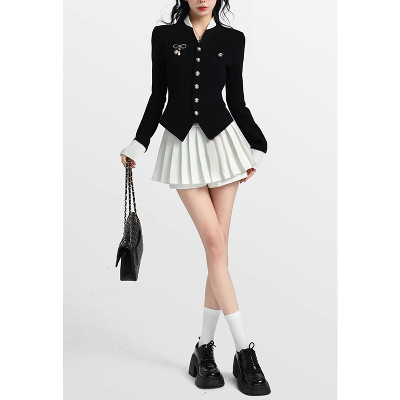 Knitwear Coat Short Dress Two piece Set Pleated Skirt M - Shop at LoveMi