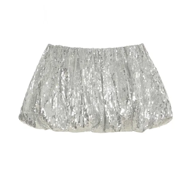 Fashion European And American Style Sexy Sequins Bud Skirt Silver Elastic Silver - Shop at LoveMi