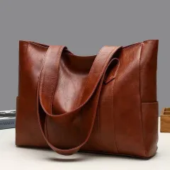Simple And Versatile Handbag Large Capacity Shoulder Tote Bag - Brown - View 1