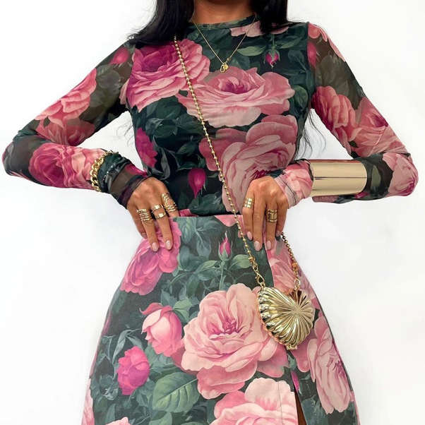 Street Printing Women's Round Neck Long Sleeve Two-piece Set