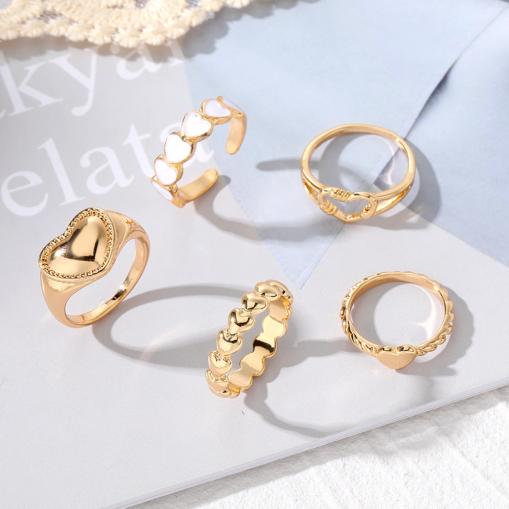 New 5-piece Set Of Love Oil Dripping Knuckle Ring