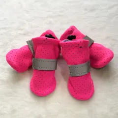 Pet Dog Breathable Wear-resistant And Non-slip Soft Sole Shoes - Fluorescent Pink - View 1