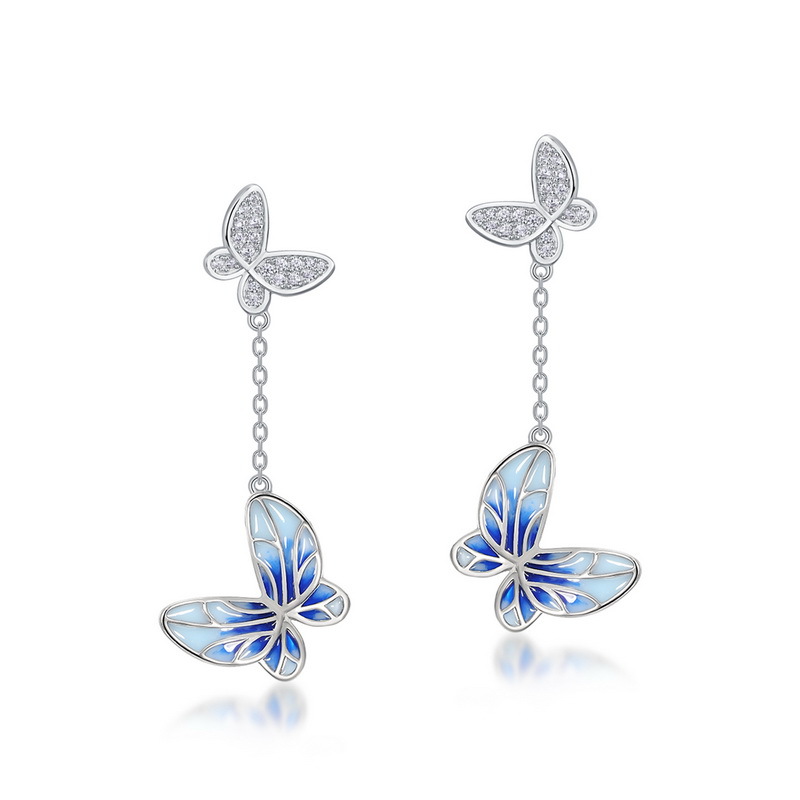 Fashion Popular Enamel Butterfly Studs Women