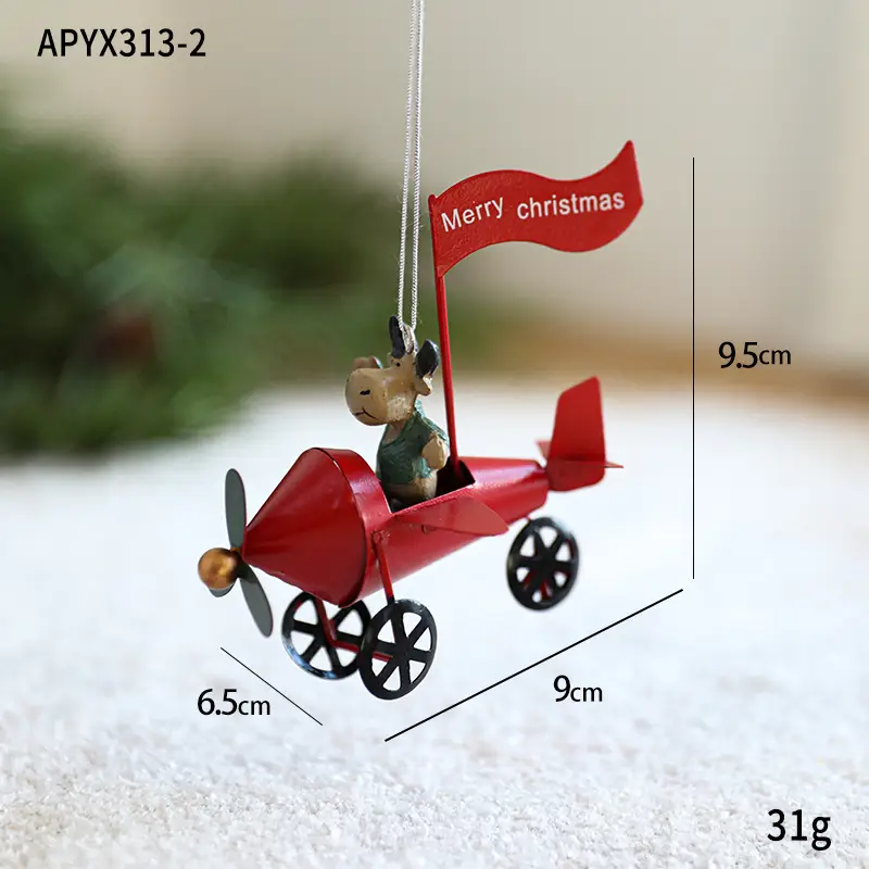 Resin Christmas Wrought Iron Creative Pendant Painted Santa Claus Elk Tricycle Hanging Decoration