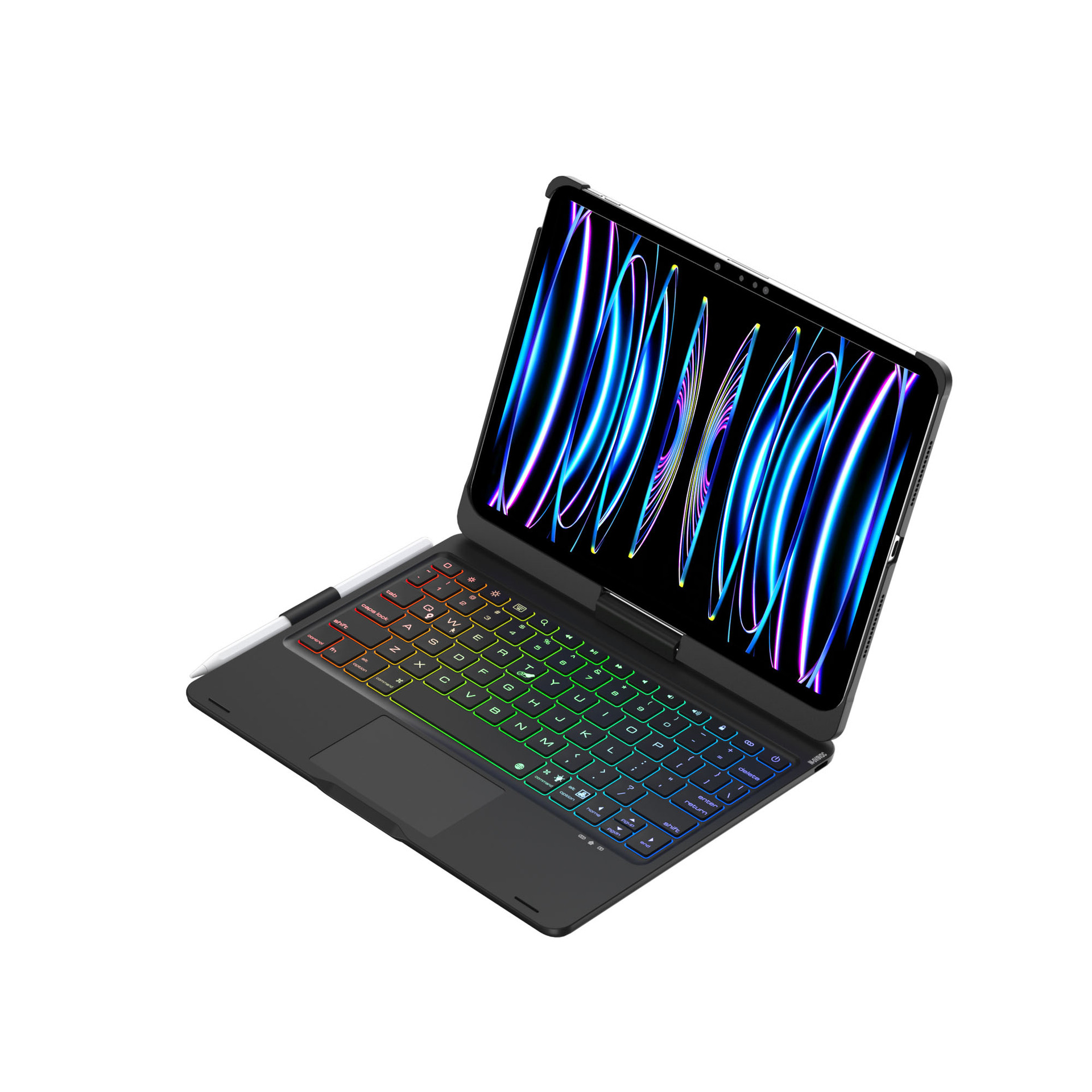 360 Rotating Wireless Bluetooth Keyboard Protective Shell With Colorful Backlight
