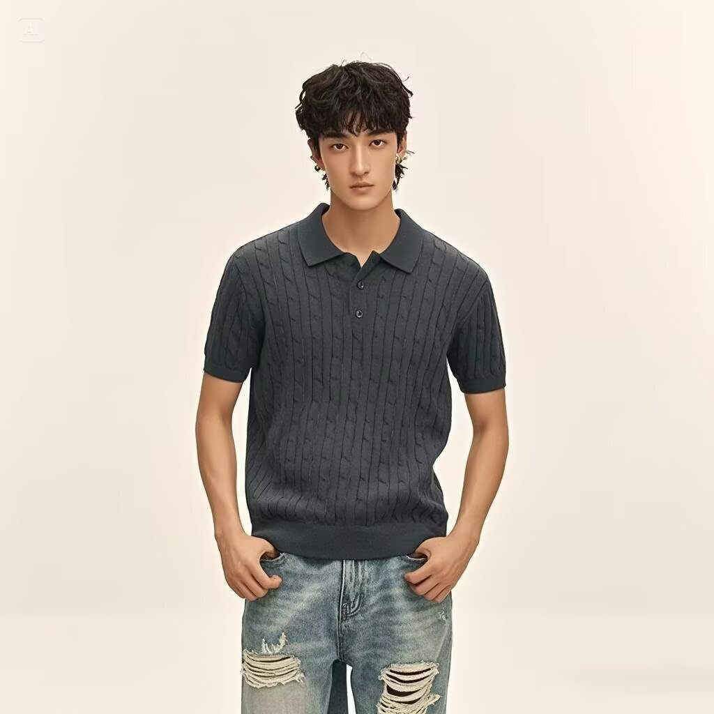 Men's Casual Loose All-Match Summer Linen-Textured Knitted Polo Shirt