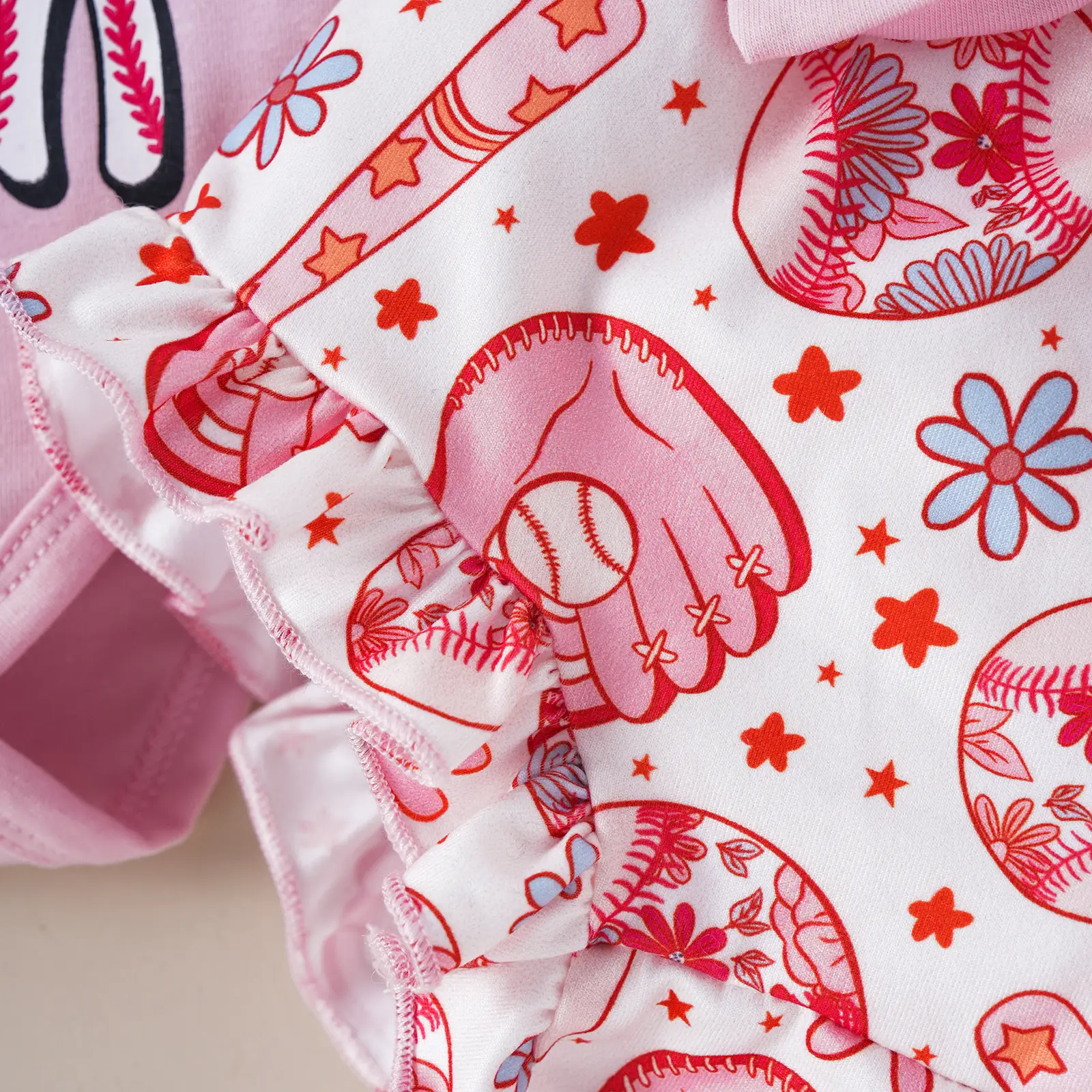 Summer Girls' Letter Printing Onesie Small Chrysanthemum Printing