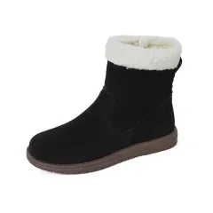 Autumn And Winter New Flat Retro Cotton-padded Shoes For Women - Black - View 1