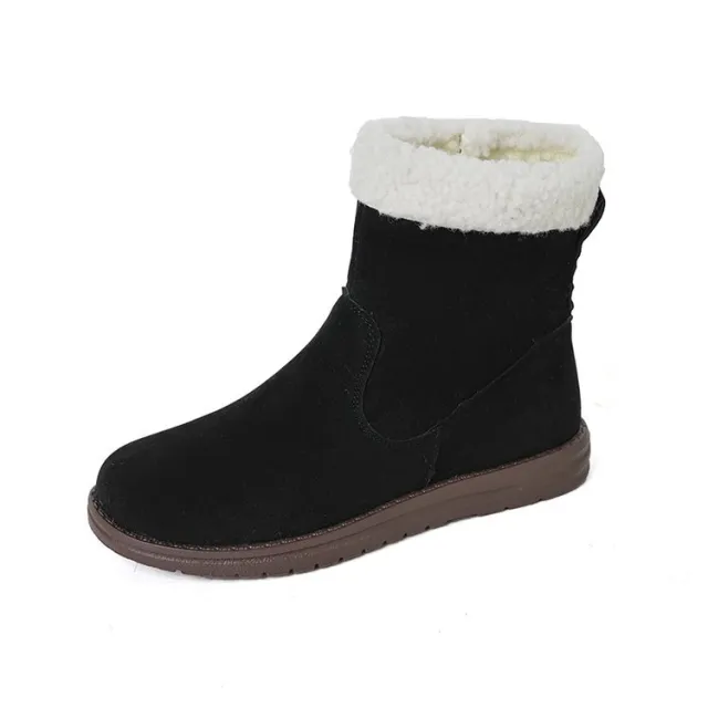 Autumn And Winter New Flat Retro Cotton padded Shoes For Women Black - Shop at LoveMi