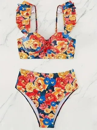 Tight Braces Bikini Huludao Swimsuit Floral - Shop at LoveMi