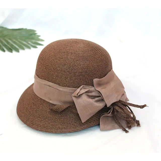 Flowers Curled Brim Basin Straw Hat Coffee - Shop at LoveMi