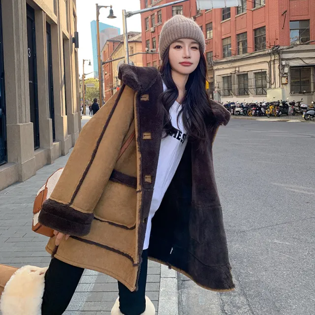 Maillard Small Motorcycle Suede Fur Cotton padded Jacket Picture Color L - Shop at LoveMi