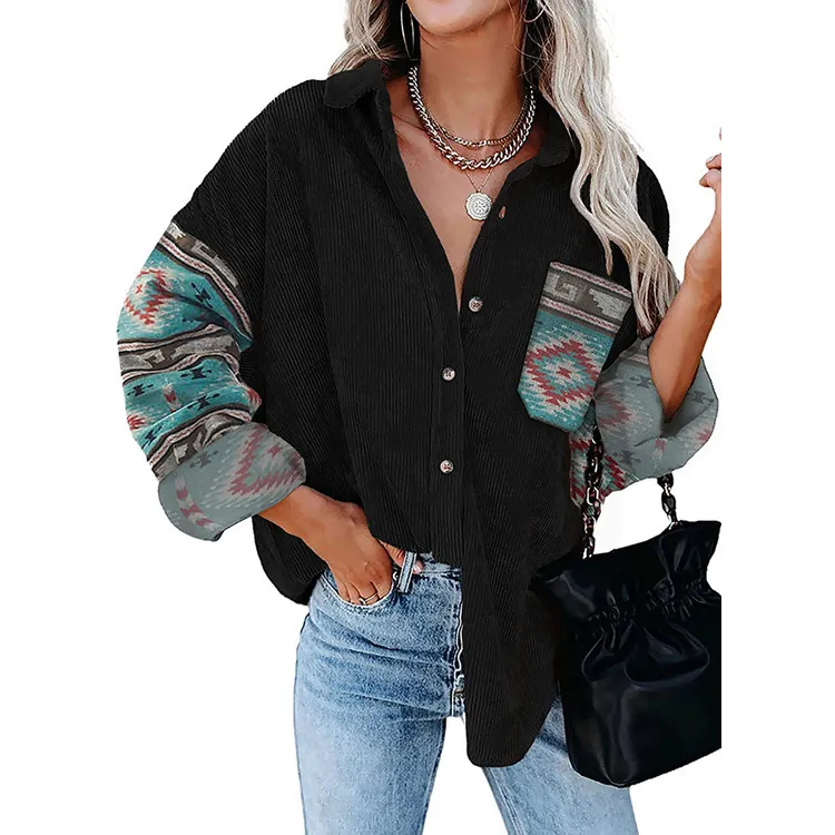 Plus Size Women's Coat Lapel Loose Jacket - Black