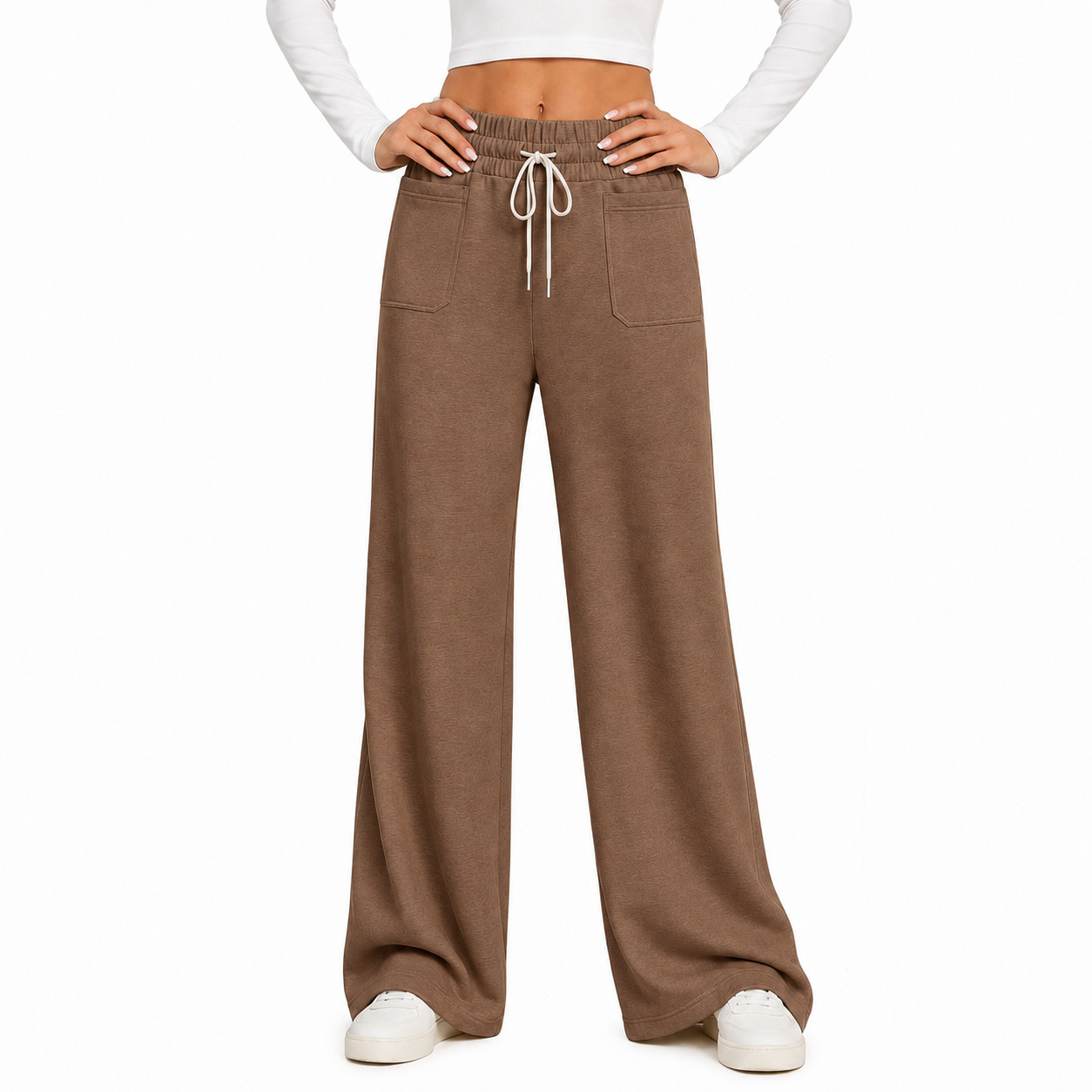 Wide-leg Pants Womens Loose Straight-leg Casual Trousers
