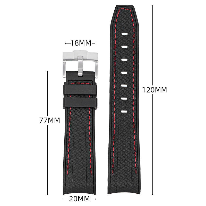 Curved-end Strap 20mm Silicone Watch Band For Men 6